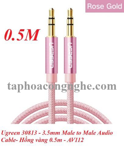 Ugreen 30813 0.5M màu Hồng Cáp âm thanh 2 đầu 3.5mm dương AV112 30030813